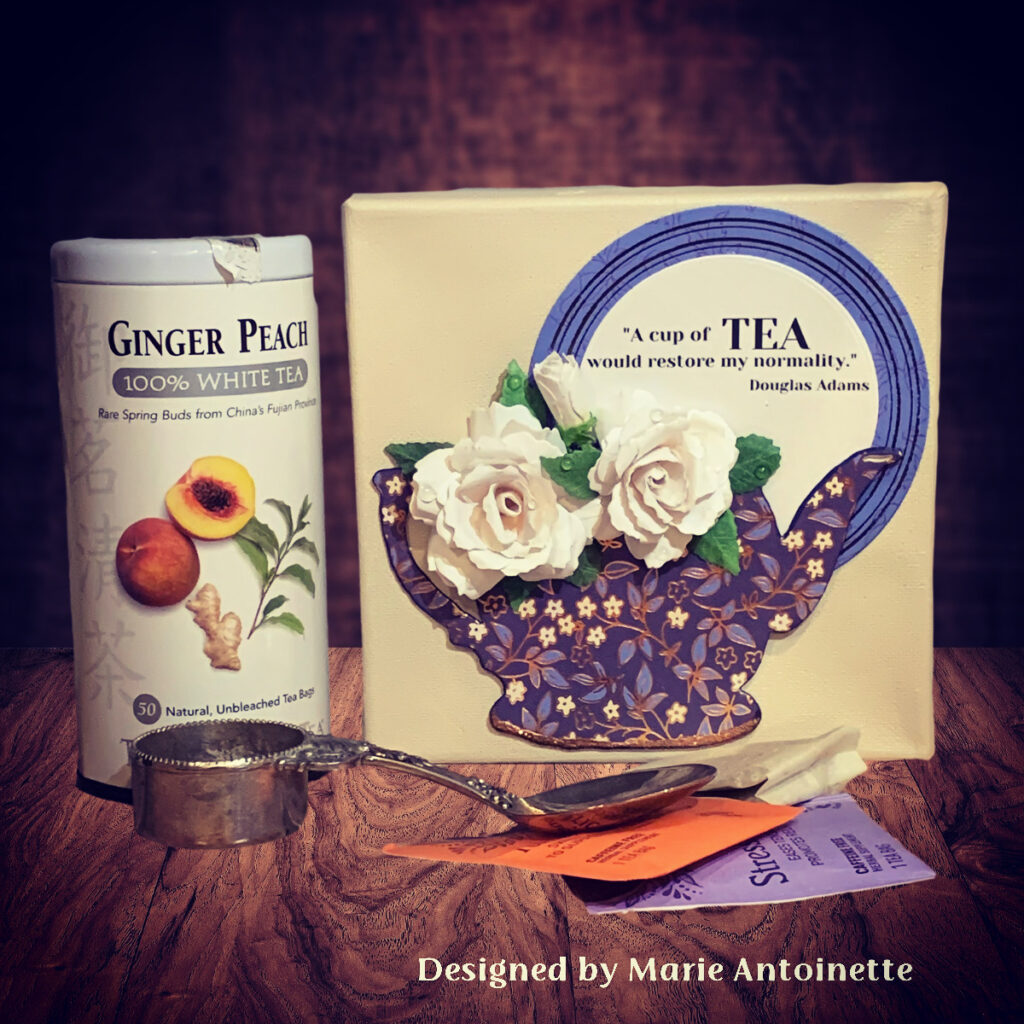 Hybrid Tea Rose and Tea Pot